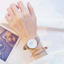 Load image into Gallery viewer, Luxury Girl Watch Student High School Small Fresh Watch Pink Cute Star Starry Sky Casual Leather Female Wrist Watch Leather Band Thin Minimalist Casual Simple Dress Watch