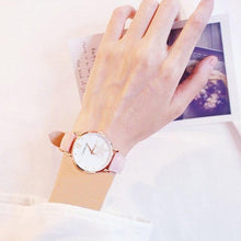 Load image into Gallery viewer, Luxury Girl Watch Student High School Small Fresh Watch Pink Cute Star Starry Sky Casual Leather Female Wrist Watch Leather Band Thin Minimalist Casual Simple Dress Watch