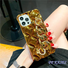 Load image into Gallery viewer, Luxury Gold Plating Electroplated Bracelet Cute Compatible with iPhone Diamond Case Luxury Sparkle Glitter Rhinestone Phone Case For iPhone 14 13 Promax 11 12 Pro Max Mini Xs Max XR 8 7 Plus Mirror Cover