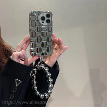 Load image into Gallery viewer, Luxury Gold Plating Electroplated Bracelet Cute Compatible with iPhone Diamond Case Luxury Sparkle Glitter Rhinestone Phone Case For iPhone 14 13 Promax 11 12 Pro Max Mini Xs Max XR 8 7 Plus Mirror Cover