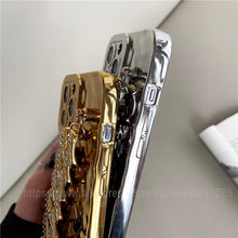 Load image into Gallery viewer, Luxury Gold Plating Electroplated Bracelet Cute Compatible with iPhone Diamond Case Luxury Sparkle Glitter Rhinestone Phone Case For iPhone 14 13 Promax 11 12 Pro Max Mini Xs Max XR 8 7 Plus Mirror Cover