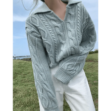 Load image into Gallery viewer, Luxury Kitty Retro Women Sweater Pullovers Knitted Casual Solid Autumn Turn-down Collar Feminine Loose All Match Soft Sweet Tops