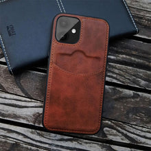 Load image into Gallery viewer, Luxury Leather Card Retro Case for iPhone 14 13 12 Mini 11 Pro Max X XR XS Slim Soft Cover for 14 Max Built-in Metal Plate for Magnetic Mounting & Card Holder Phone Case