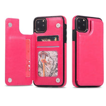 Load image into Gallery viewer, Luxury Leather Cover For iPhone 14 12 13 Mini 11 Pro XR XS Max 6 6s 7 8 Plus 5 5s Wallet Phone Card Slot Flip PU Leather Kickstand Card Slots Case Double Magnetic Clasp Durable Shockproof Cover For iPhone