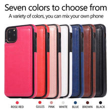 Load image into Gallery viewer, Luxury Leather Cover For iPhone 14 12 13 Mini 11 Pro XR XS Max 6 6s 7 8 Plus 5 5s Wallet Phone Card Slot Flip PU Leather Kickstand Card Slots Case Double Magnetic Clasp Durable Shockproof Cover For iPhone