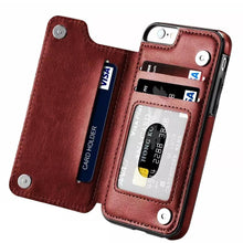 Load image into Gallery viewer, Luxury Leather Cover For iPhone 14 12 13 Mini 11 Pro XR XS Max 6 6s 7 8 Plus 5 5s Wallet Phone Card Slot Flip PU Leather Kickstand Card Slots Case Double Magnetic Clasp Durable Shockproof Cover For iPhone