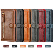 Load image into Gallery viewer, Luxury Leather Flip Wallet Case For iPhone 14 13 Pro MAX 11 12 Mini X XS XR Card Holder Stand Cover Shockproof PU Leather Wallet Card Holder Slots Cover Iphone Phone Case With Magnetic Buckle