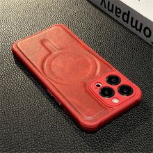 Load image into Gallery viewer, Luxury Leather Magnetic Wireless Charging Case For iPhone 14 11 12 13 Pro Max X XS XR 8 7 Plus Shockproof Soft Cover Shockproof Unique Vintage Design Leather Case For iPhone