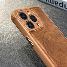 Load image into Gallery viewer, Luxury Leather Magnetic Wireless Charging Case For iPhone 14 11 12 13 Pro Max X XS XR 8 7 Plus Shockproof Soft Cover Shockproof Unique Vintage Design Leather Case For iPhone