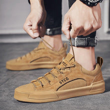 Load image into Gallery viewer, Luxury Leather Men's Sneakers Lace Up Mens Casual Outdoor Canvas Shoes Handmade Fashion Walking Sneakers Comfortable Modern Design Sneakers For Man