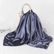 Load image into Gallery viewer, Luxury Long Soft Square Silk Scarves Lightweight Elegant Satin Silk Soft Head Wrap Escharpe Hijab Scarf Muslim Female Silky Shawls Wrap Hair Head Scarves Bandanna For Women 90*90cm