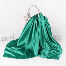 Load image into Gallery viewer, Luxury Long Soft Square Silk Scarves Lightweight Elegant Satin Silk Soft Head Wrap Escharpe Hijab Scarf Muslim Female Silky Shawls Wrap Hair Head Scarves Bandanna For Women 90*90cm