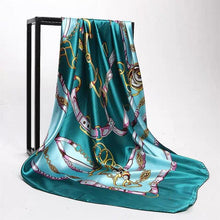 Load image into Gallery viewer, Luxury Long Soft Square Silk Scarves Lightweight Elegant Satin Silk Soft Head Wrap Escharpe Hijab Scarf Muslim Female Silky Shawls Wrap Hair Head Scarves Bandanna For Women 90*90cm