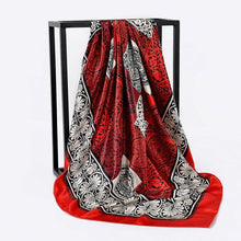 Load image into Gallery viewer, Luxury Long Soft Square Silk Scarves Lightweight Elegant Satin Silk Soft Head Wrap Escharpe Hijab Scarf Muslim Female Silky Shawls Wrap Hair Head Scarves Bandanna For Women 90*90cm