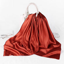 Load image into Gallery viewer, Luxury Long Soft Square Silk Scarves Lightweight Elegant Satin Silk Soft Head Wrap Escharpe Hijab Scarf Muslim Female Silky Shawls Wrap Hair Head Scarves Bandanna For Women 90*90cm