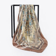 Load image into Gallery viewer, Luxury Long Soft Square Silk Scarves Lightweight Elegant Satin Silk Soft Head Wrap Escharpe Hijab Scarf Muslim Female Silky Shawls Wrap Hair Head Scarves Bandanna For Women 90*90cm