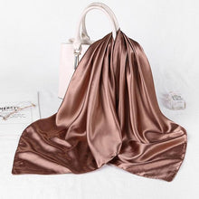 Load image into Gallery viewer, Luxury Long Soft Square Silk Scarves Lightweight Elegant Satin Silk Soft Head Wrap Escharpe Hijab Scarf Muslim Female Silky Shawls Wrap Hair Head Scarves Bandanna For Women 90*90cm