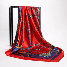 Load image into Gallery viewer, Luxury Long Soft Square Silk Scarves Lightweight Elegant Satin Silk Soft Head Wrap Escharpe Hijab Scarf Muslim Female Silky Shawls Wrap Hair Head Scarves Bandanna For Women 90*90cm