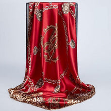 Load image into Gallery viewer, Luxury Long Soft Square Silk Scarves Lightweight Elegant Satin Silk Soft Head Wrap Escharpe Hijab Scarf Muslim Female Silky Shawls Wrap Hair Head Scarves Bandanna For Women 90*90cm