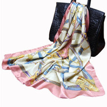 Load image into Gallery viewer, Luxury Long Soft Square Silk Scarves Lightweight Elegant Satin Silk Soft Head Wrap Escharpe Hijab Scarf Muslim Female Silky Shawls Wrap Hair Head Scarves Bandanna For Women 90*90cm