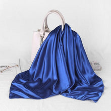 Load image into Gallery viewer, Luxury Long Soft Square Silk Scarves Lightweight Elegant Satin Silk Soft Head Wrap Escharpe Hijab Scarf Muslim Female Silky Shawls Wrap Hair Head Scarves Bandanna For Women 90*90cm