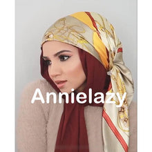 Load image into Gallery viewer, Luxury Long Soft Square Silk Scarves Lightweight Elegant Satin Silk Soft Head Wrap Escharpe Hijab Scarf Muslim Female Silky Shawls Wrap Hair Head Scarves Bandanna For Women 90*90cm
