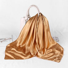 Load image into Gallery viewer, Luxury Long Soft Square Silk Scarves Lightweight Elegant Satin Silk Soft Head Wrap Escharpe Hijab Scarf Muslim Female Silky Shawls Wrap Hair Head Scarves Bandanna For Women 90*90cm