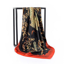 Load image into Gallery viewer, Luxury Long Soft Square Silk Scarves Lightweight Elegant Satin Silk Soft Head Wrap Escharpe Hijab Scarf Muslim Female Silky Shawls Wrap Hair Head Scarves Bandanna For Women 90*90cm