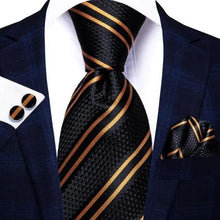 Load image into Gallery viewer, Luxury Men Silk Necktie Pocket Square Matching Handkerchief Cufflinks Set Formal Design Printed Business Necktie For Men