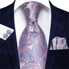 Load image into Gallery viewer, Luxury Men Silk Necktie Pocket Square Matching Handkerchief Cufflinks Set Formal Design Printed Business Necktie For Men