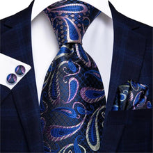 Load image into Gallery viewer, Luxury Men Silk Necktie Pocket Square Matching Handkerchief Cufflinks Set Formal Design Printed Business Necktie For Men