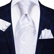 Load image into Gallery viewer, Luxury Men Silk Necktie Pocket Square Matching Handkerchief Cufflinks Set Formal Design Printed Business Necktie For Men
