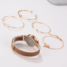 Load image into Gallery viewer, Luxury Rose Gold Starry Sky Dial Watches Women Crystal Bracelet Quartz Wrist Watch 5 PCS Set Women Ladies Watches Starry Sky Magnet Buckle Dial Diamond Cutting Mesh Straps Bracelet Wristwatch