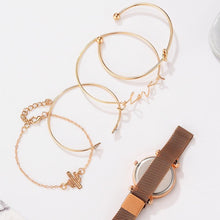 Load image into Gallery viewer, Luxury Rose Gold Starry Sky Dial Watches Women Crystal Bracelet Quartz Wrist Watch 5 PCS Set Women Ladies Watches Starry Sky Magnet Buckle Dial Diamond Cutting Mesh Straps Bracelet Wristwatch