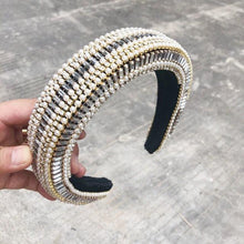 Load image into Gallery viewer, Luxury Sparkly Padded Rhinestones Headbands Full Crystal Hairbands Wide Headwear White Gorgeous Hair Accessories For Women