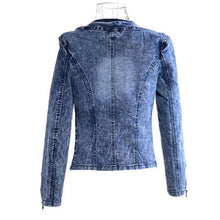Load image into Gallery viewer, Luxury Spring Fashionable Women Denim Jacket Slim Zipper Casual Short Sequins Outerwear Ladies Vintage Crystal Biker