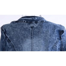 Load image into Gallery viewer, Luxury Spring Fashionable Women Denim Jacket Slim Zipper Casual Short Sequins Outerwear Ladies Vintage Crystal Biker