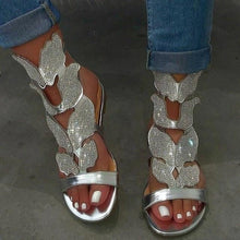 Load image into Gallery viewer, Luxury Summer Fashion Rhinestone Sandal Women Butterfly Soft Non-slip Flat Shoes Casual Breathable Outdoor Beach Rhinestone Sandals Women's Flat Sandals Jeweled Party Sandals