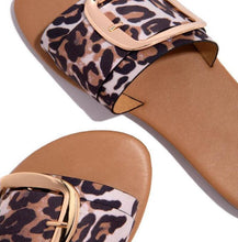 Load image into Gallery viewer, Luxury Summer Leopard Design Women's Slippers Shoes Summer Flat Woman Fashion Buckle Peep Toe Flat Shoes Adjustable Buckle Strap Casual Comfort Footbed Slides Sandals For Indoor And Outdoor Beach