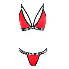 Load image into Gallery viewer, Luxury Summer Swimwear Solid Lingerie Underwear Set Women Letter Solid Patchwork Bikini Set Classic Design Underwear G-String Set Women's Bikini Triangle Solid Two Piece Bathing Suit