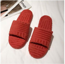 Load image into Gallery viewer, Luxury Thick Sole Women Slippers Green Flat Outwear Slides Summer Autumn Runway Flip Flops Comfy Slippers Cute Fur Slip-on Shoes Memory Foam House Slipper
