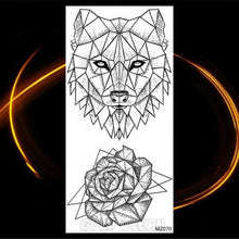 Load image into Gallery viewer, Luxury Tiger Temporary Tattoos Fox Wolf Fake Tattoo Sticker Realistic Black Animal Temporary Tattoo Stickers For Mens