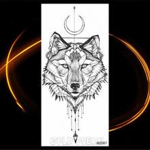 Load image into Gallery viewer, Luxury Tiger Temporary Tattoos Fox Wolf Fake Tattoo Sticker Realistic Black Animal Temporary Tattoo Stickers For Mens