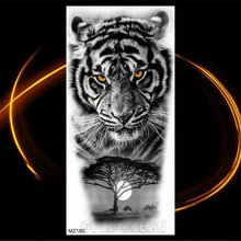 Load image into Gallery viewer, Luxury Tiger Temporary Tattoos Fox Wolf Fake Tattoo Sticker Realistic Black Animal Temporary Tattoo Stickers For Mens