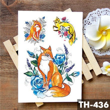 Load image into Gallery viewer, Luxury Waterproof Wolf Fox Temporary Watercolor Tattoo Sticker Modern 3D Animals Tattoos