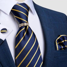 Load image into Gallery viewer, Luxury Wedding High Quality Solid Color Floral Tie For Men Fashion Silk Necktie Cufflink Silk Tie Set For Men