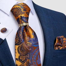 Load image into Gallery viewer, Luxury Wedding High Quality Solid Color Floral Tie For Men Fashion Silk Necktie Cufflink Silk Tie Set For Men