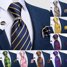 Load image into Gallery viewer, Luxury Wedding High Quality Solid Color Floral Tie For Men Fashion Silk Necktie Cufflink Silk Tie Set For Men