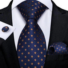 Load image into Gallery viewer, Luxury Wedding Party Floral Design Silk Necktie Hanky And Matching Cufflinks Set For Men Classic Design Necktie Set For Men