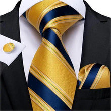 Load image into Gallery viewer, Luxury Wedding Party Floral Design Silk Necktie Hanky And Matching Cufflinks Set For Men Classic Design Necktie Set For Men